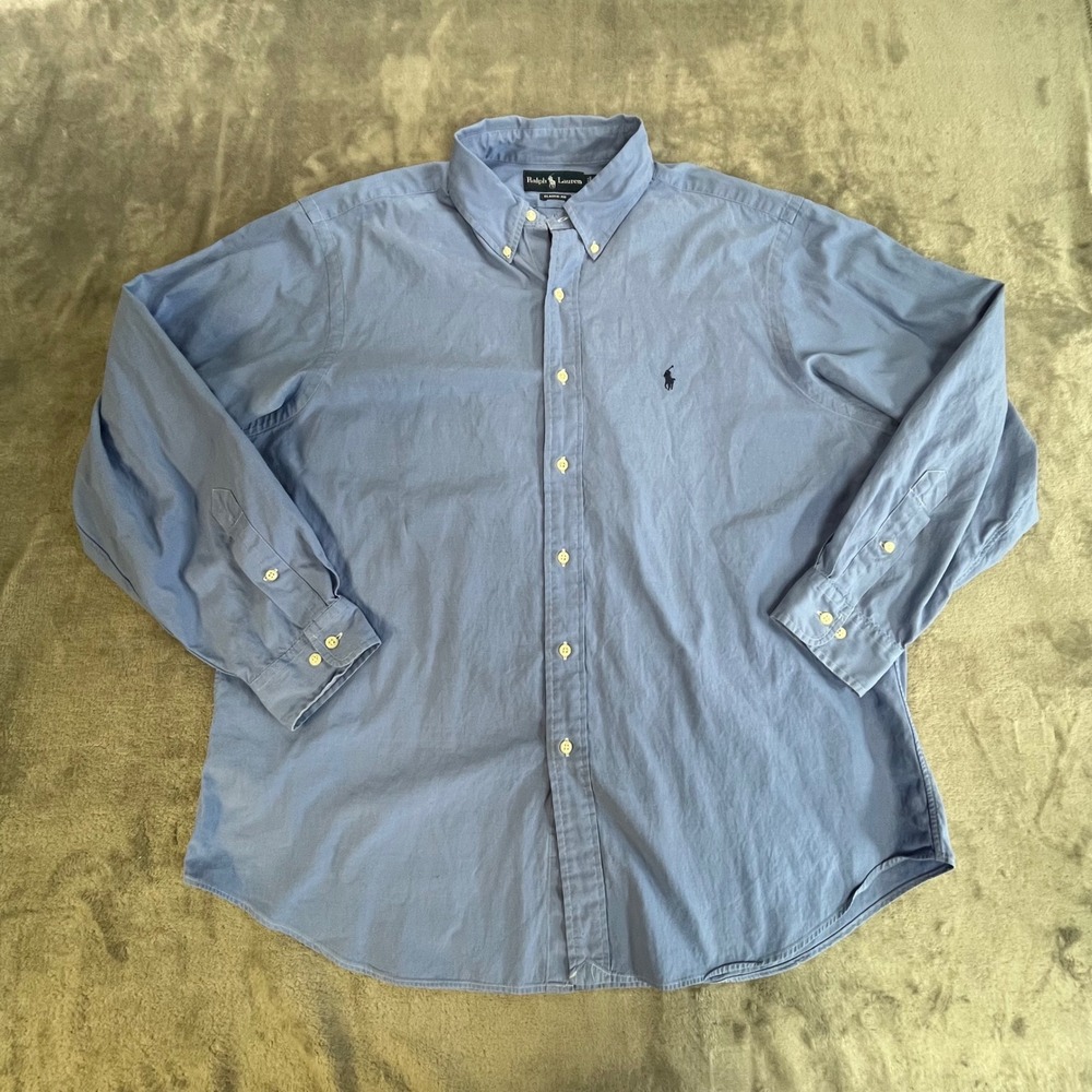Ralph Lauren Button Down Mens 17.5 34/35 Blue Classic Fit Oxford Pony Logo